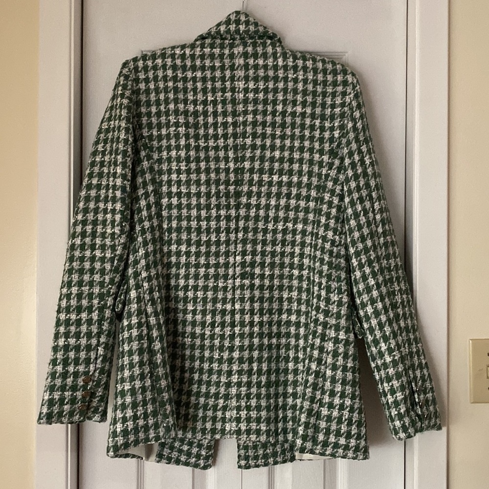 🤍💚NWT Gorgeous Bold Kelly Green Shepherd Check Print Suit Jacket and Pants💚🤍 - Picture 3 of 6